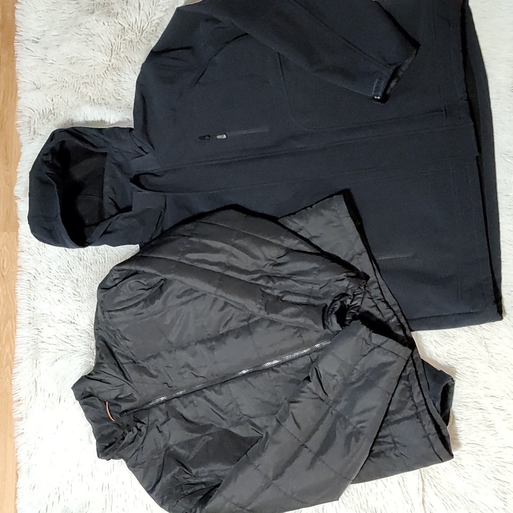 Hawke&Co. Mens 3-in-1 Systems Jacket w/ Removable Puffer Jacket Black Hooded XXL